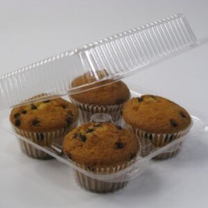 4 cavity plastic cup cake box cover 3 pc