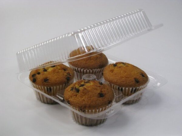 4 cavity plastic cup cake box cover 3 pc