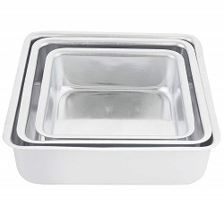 Aluminium Square Cake Tin 3pc Set light
