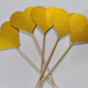 Golden heart cake topper (3pkt)