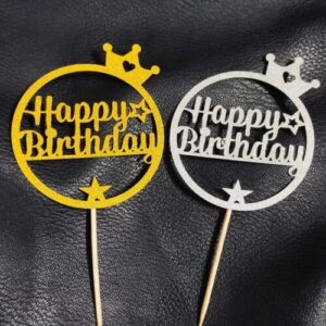 Birthday Glitter topper round(5pc)