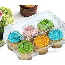 6 cavity plastic cup cake box cover 3 pc