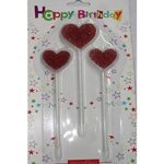 Candle- Heart Glitter RED