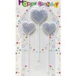 Candle- Heart Glitter SILVER
