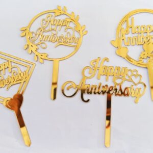 Acrylic toppers HAPPY ANNIVERSARY MIX DESIGN 5 inches (10 pcs)