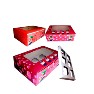 Paper Cup Cake Box -6 Cavity-10pcs